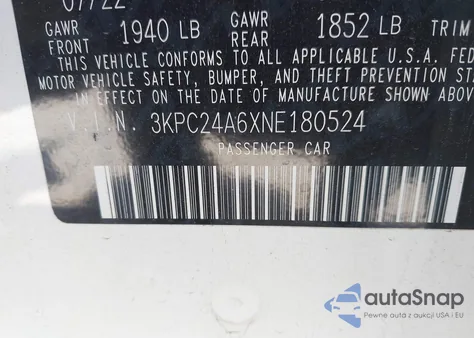 2022 Hyundai Accent Sel из США, поврежденный, VIN 3KPC24A6XNE180524